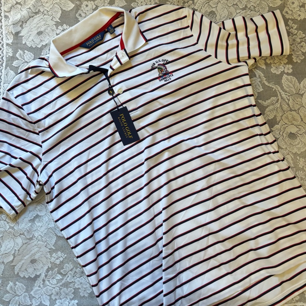 NWT 2018 U. S. open Shinnecock Hills Striped Ralph Lauren Golf Polo